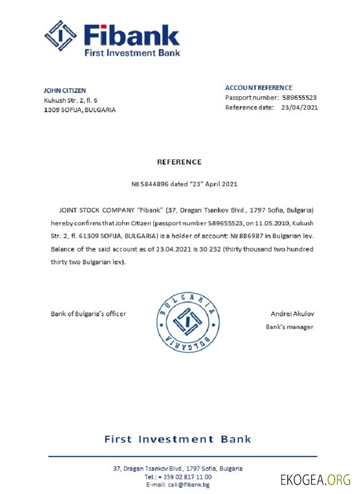 Bulgarie , First Investment bank , reference